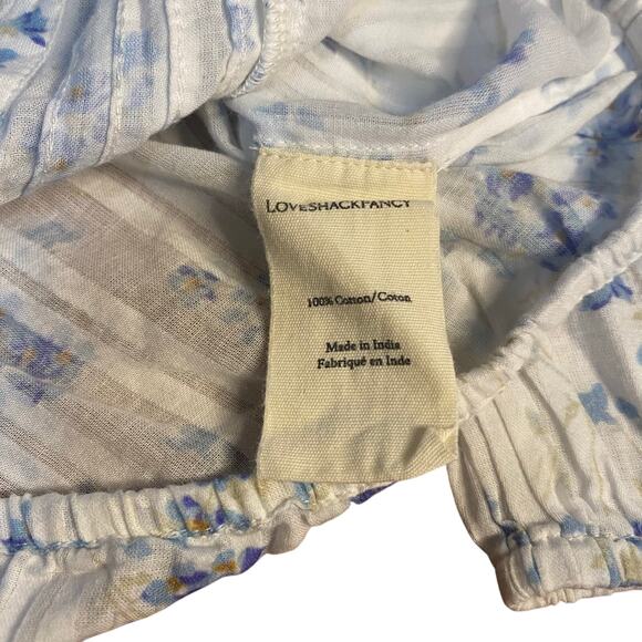 NWT LoveShackFancy white blue cottage ruffle long sleeve cropped shirt SIZE 12 - Picture 3 of 4